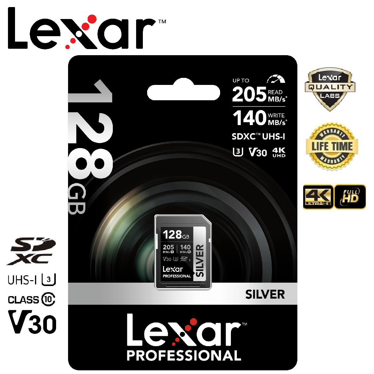 Lexar 128GB SDXC Professional Silver (205MB/s) ราคา 599 บาท*ส่งฟรี