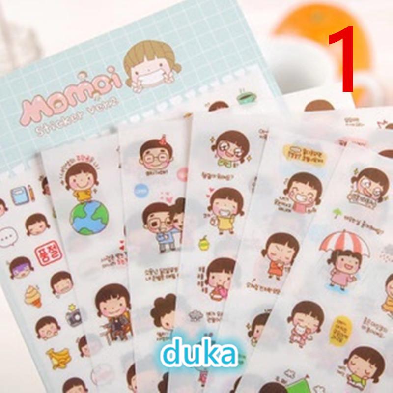 duduka ติกเกอร์สเซ็ต 6 แผ่น ติกเกอร์วางรางวัลสติกเกอร์ของที่ระลึกขนาดเล็กDIY cartoon sticker มีหลายลาย