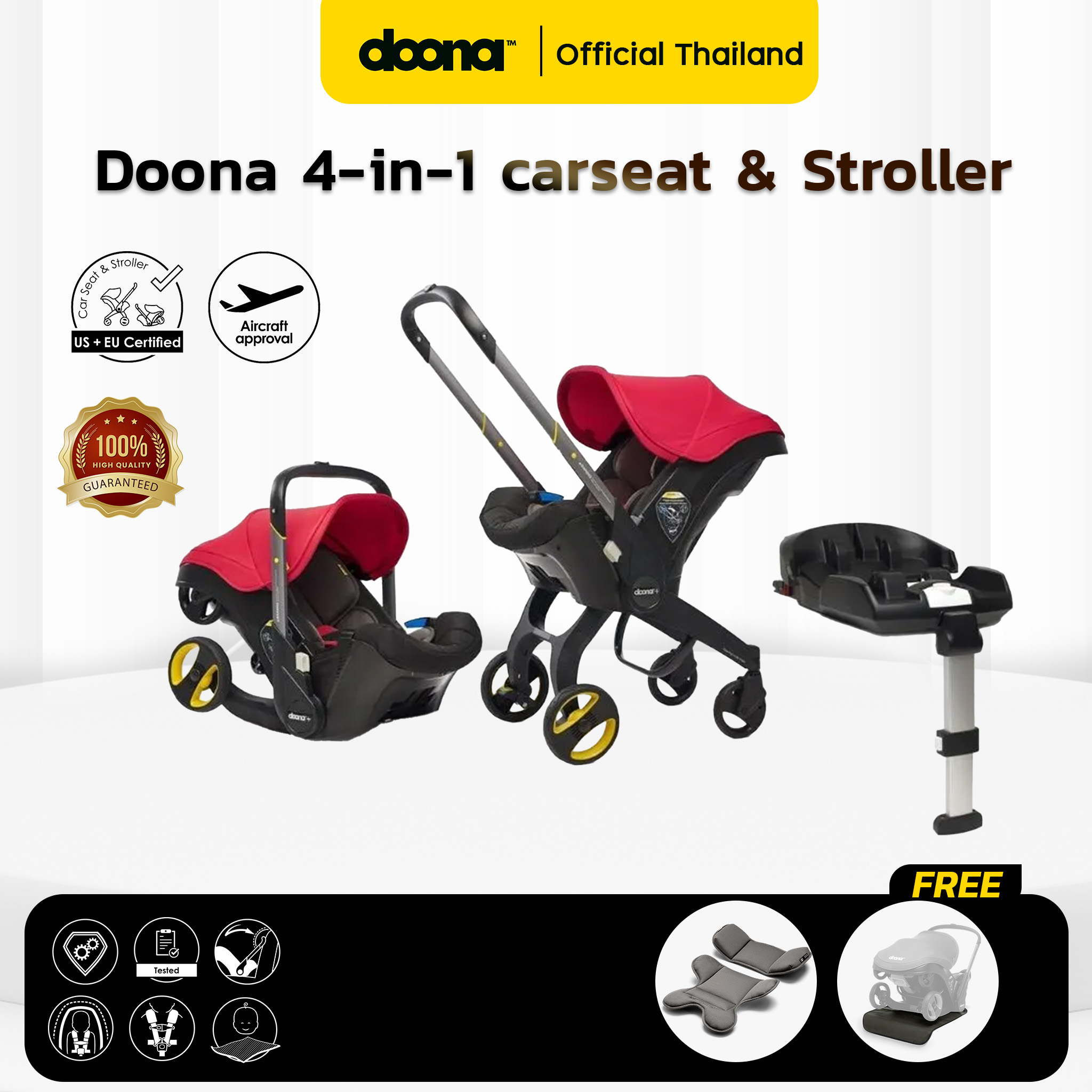 Doona คาร์ซีทรถเข็น คาร์ซีทเด็กแรกเกิด เปลี่ยนเป็นรถเข็นได้ + isofix [Doona , ผู้นำเข้า Official] ราคา 24,110 บาท*ส่งฟรี