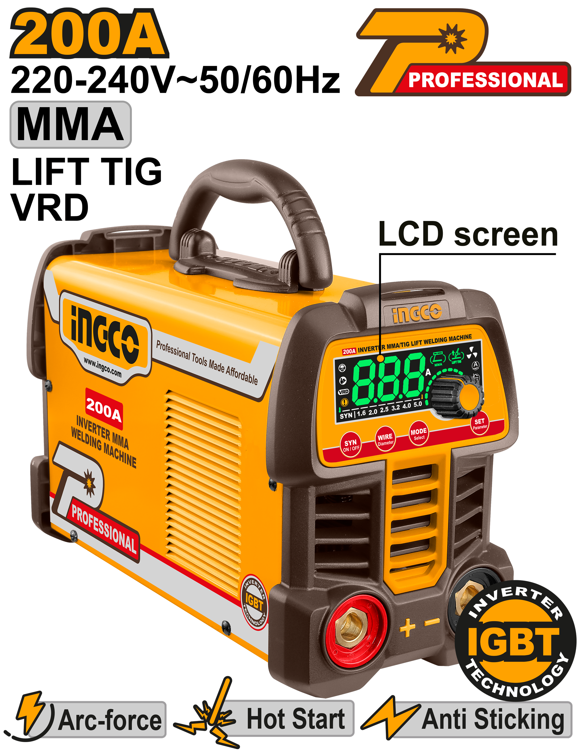 Ingco Mma/Tig Lift Inverter Welding Machine Model Ing-Mma200691 ราคา 7,300 บาท*ส่งฟรี