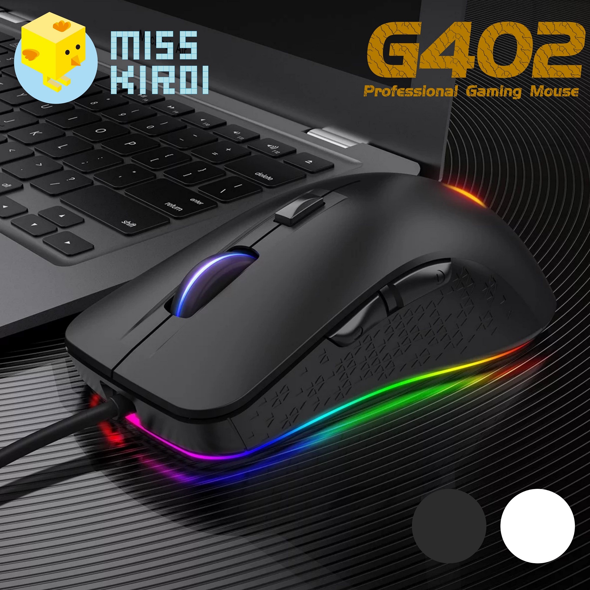 [Professional Gaming] Miss Kiroi G402 RGB เมาส์เกมมิ่ง Gaming Mouse (PUBG Auto Spraying Adjustment) ออฟติคอล ตั้งมาโครคีย์ได้ ความแม่นยำสูงปรับ DPI 500-4000 เหมาะกับเกมFPS MoBA เม้าส์