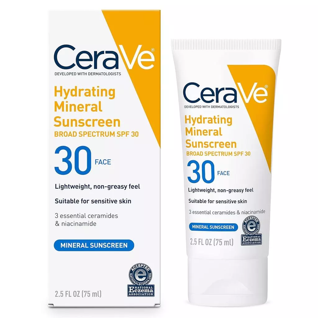 Cerave Hydrating Mineral Sunscreen Spf30 Contains Ceramide and Hyaluron. Restores Skin Barrier 75ml ราคา 199 บาท*ส่งฟรี