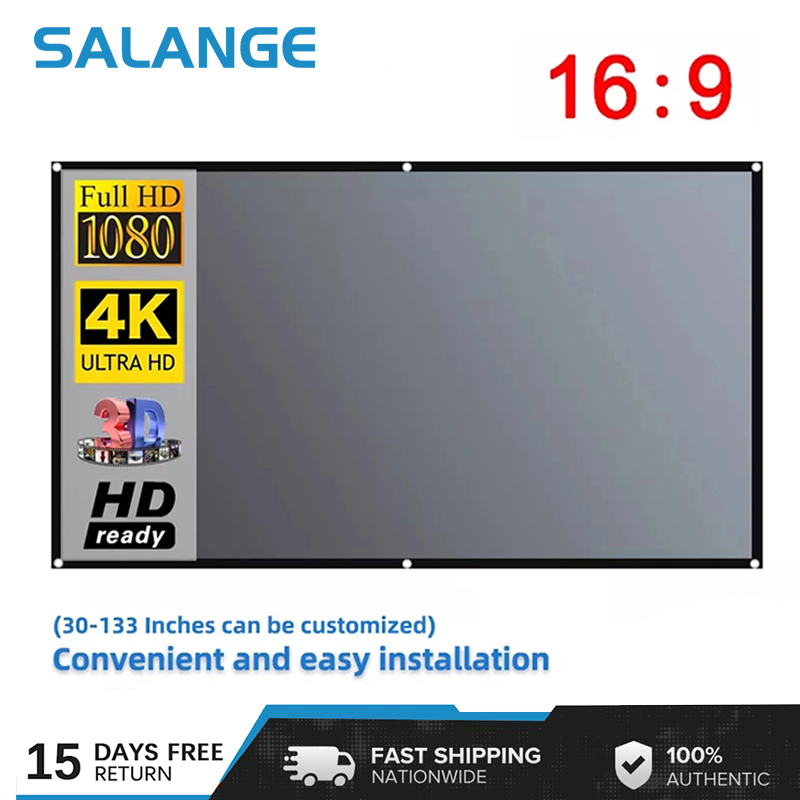 🔥HD 3D🔥Salange screen projector gt-72 st-84 100 120 inch screen protector outdoor light for office model portable projector screen 3D HD ราคา 119 บาท*ส่งฟรี