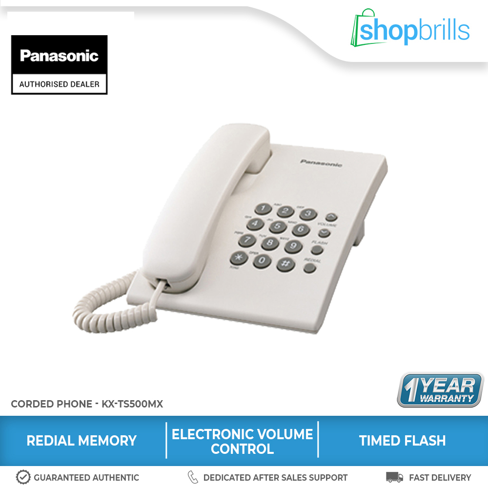 [เตรียมจัดส่ง] Panasonic โทรศัพท์พื้นฐานแบบมีสาย KX-TS500MX โทรศัพท์สายเดี่ยวเดสก์ท็อปโฮมออฟฟิศ TM Line Unifi Maxis เวลาโทรศัพท์ ราคา 196 บาท*ส่งฟรี