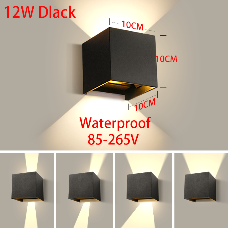 โคมไฟติดผนัง LED ไฟติดผนัง IP65 กันน้ำ ไฟติดผนังภายนอก 4W/6W/8W/10W ในร่ม โคมไฟผนัง สีดำ โคมไฟหน้าบ้าน สําหรับตกแต่งบ้า
