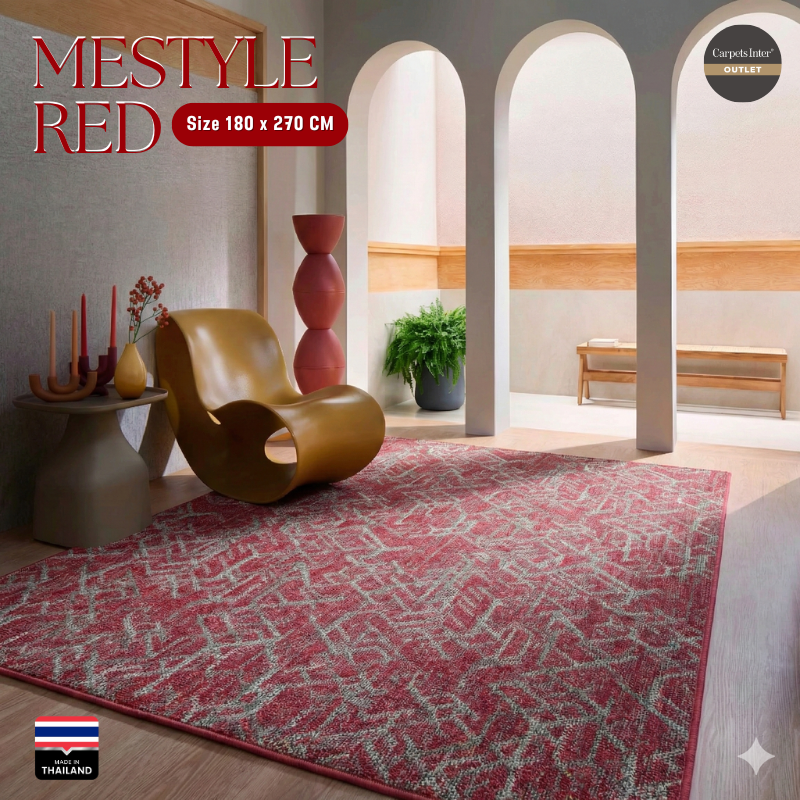 Carpets Inter Me Style - Elegant Red Modern Geometric Rug 120X180 cm for Living Room ราคา 1,450 บาท*ส่งฟรี