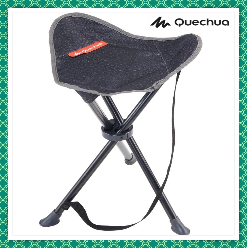 QUECHUA เก้าอี้สามขา เพื่อการตั้งแคมป์/เดินป่า (สีเทา)