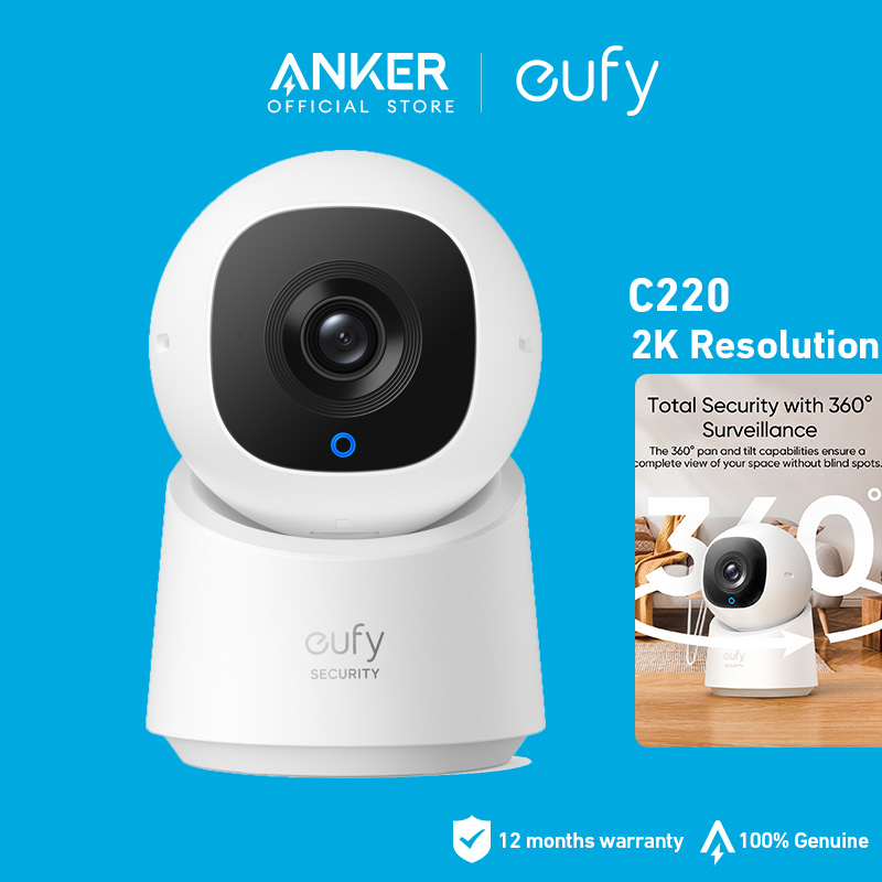 eufy by Anker Security Indoor Cam C220, 2K Resolution Security Camera with 360° PTZ, Plug-in Security Indoor Camera with 2.4G Wi-Fi, Human/Motion AI, Night Vision, AI Tracking, HomeBase S380 Compatible ราคา 2,500 บาท*ส่งฟรี