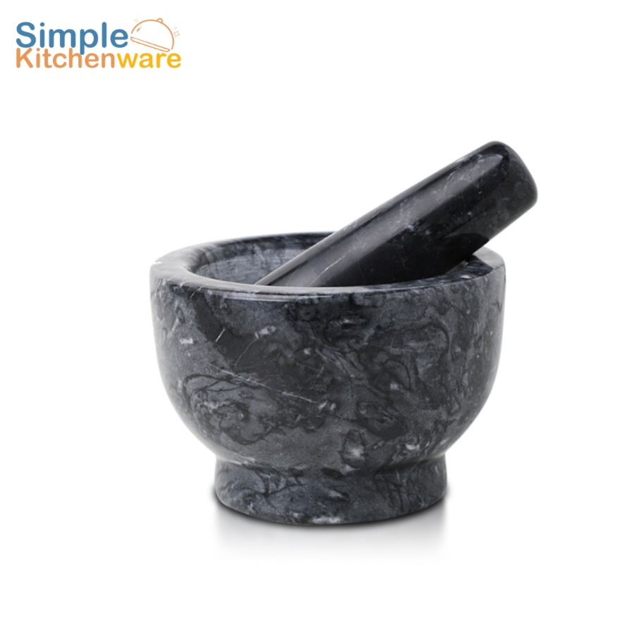 ครกหิน พร้อมสากครกตำน้ำพริก หินอ่อน ครกส้มตํา ตำน้ำพริก marble mortar กันลื่น ไม่หลุดง่าย Simple Kitchenware ราคา 155 บาท*ส่งฟรี
