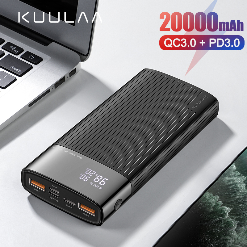 KUULAA พาวเวอร์แบงค์ชาร์จเร็ว Power Bank 20000mAh USB Type C PD Fast Charging + Quick Charge 3.0 PowerBank 20000 mAh External Battery Power Bank