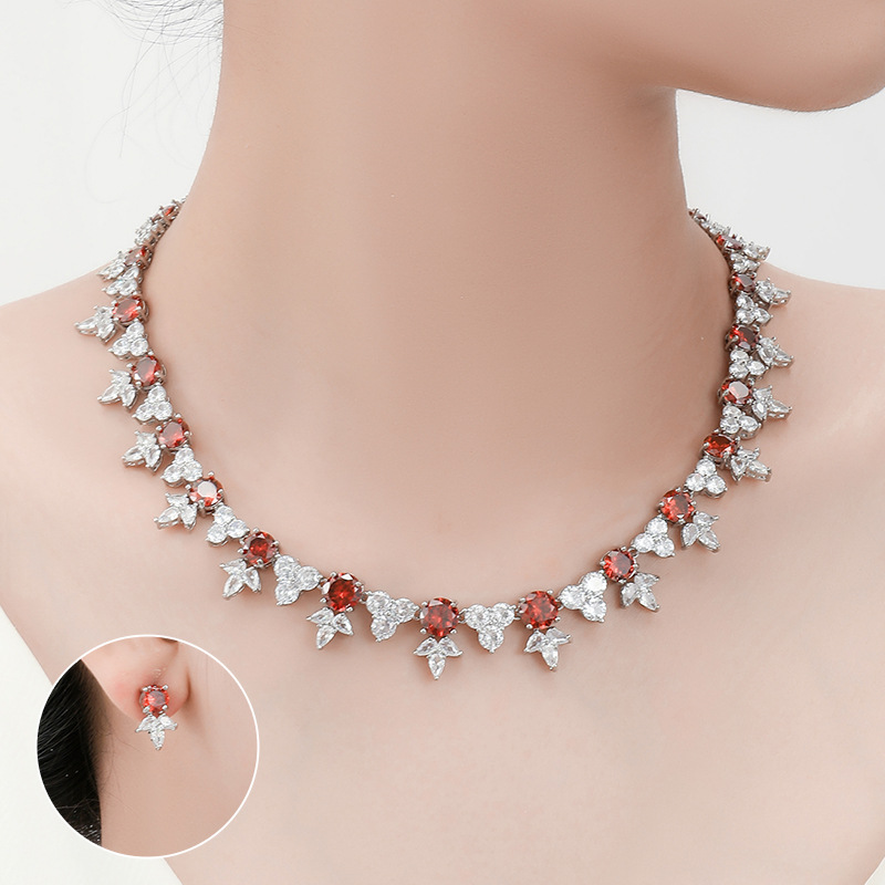 Neriza Jewelry/Premium Synthetic Diamond Jewelry Set, Sparkling Like Real Diamonds. Bridal Jewelry, Diamond Necklace Nzc037 ราคา 2,800 บาท*ส่งฟรี