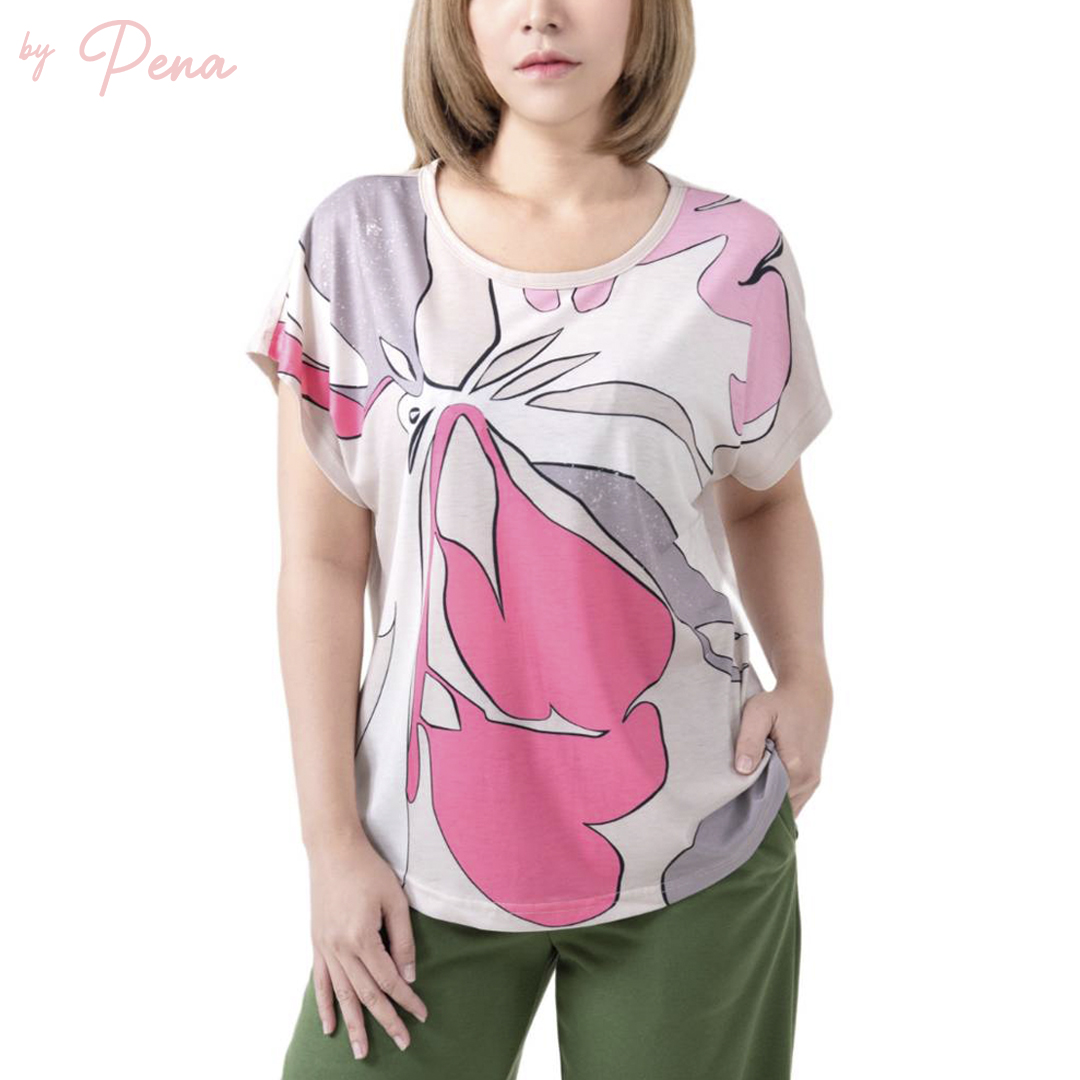 By Pena เสื้อยืดคอกลม แขนในตัว ผ้าพิมพ์ลาย BPTS042501 ราคา 295 บาท*ส่งฟรี