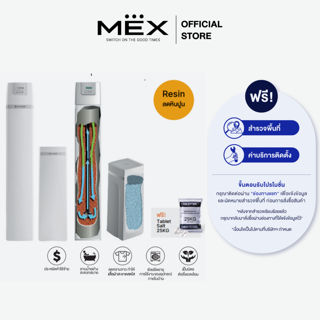 (Free Site Survey and Installation) Mex Water Filter Uses Pentair: Hydrasmart Model Pwce54P12: Water Softener (Resin Filter). ราคา 67,900 บาท*ส่งฟรี