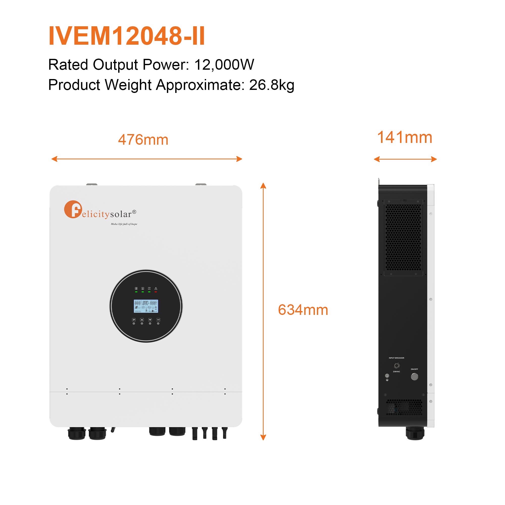Inverter Ivem 12048-Ii Off-Grid High-Frequency Solar Inverter Ac-220V Built-In Mppt Built-In Wi-Fi ราคา 35,000 บาท*ส่งฟรี
