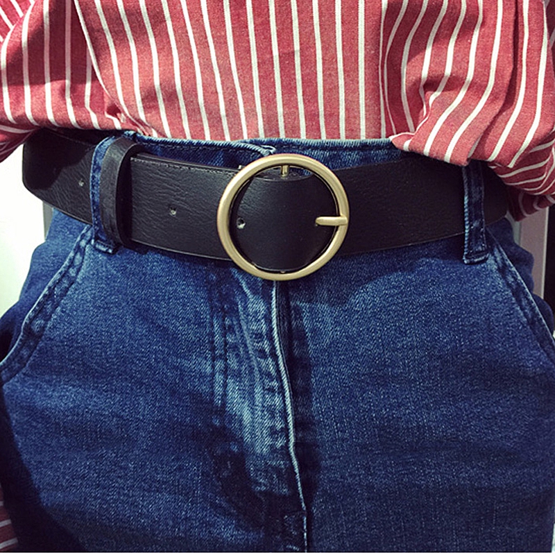 ข็มขัด เข็มขัดผู้หญิง Woman Belt Circleสายเข็มขัดหนัง PU แฟชั่นสำหรับสตรี