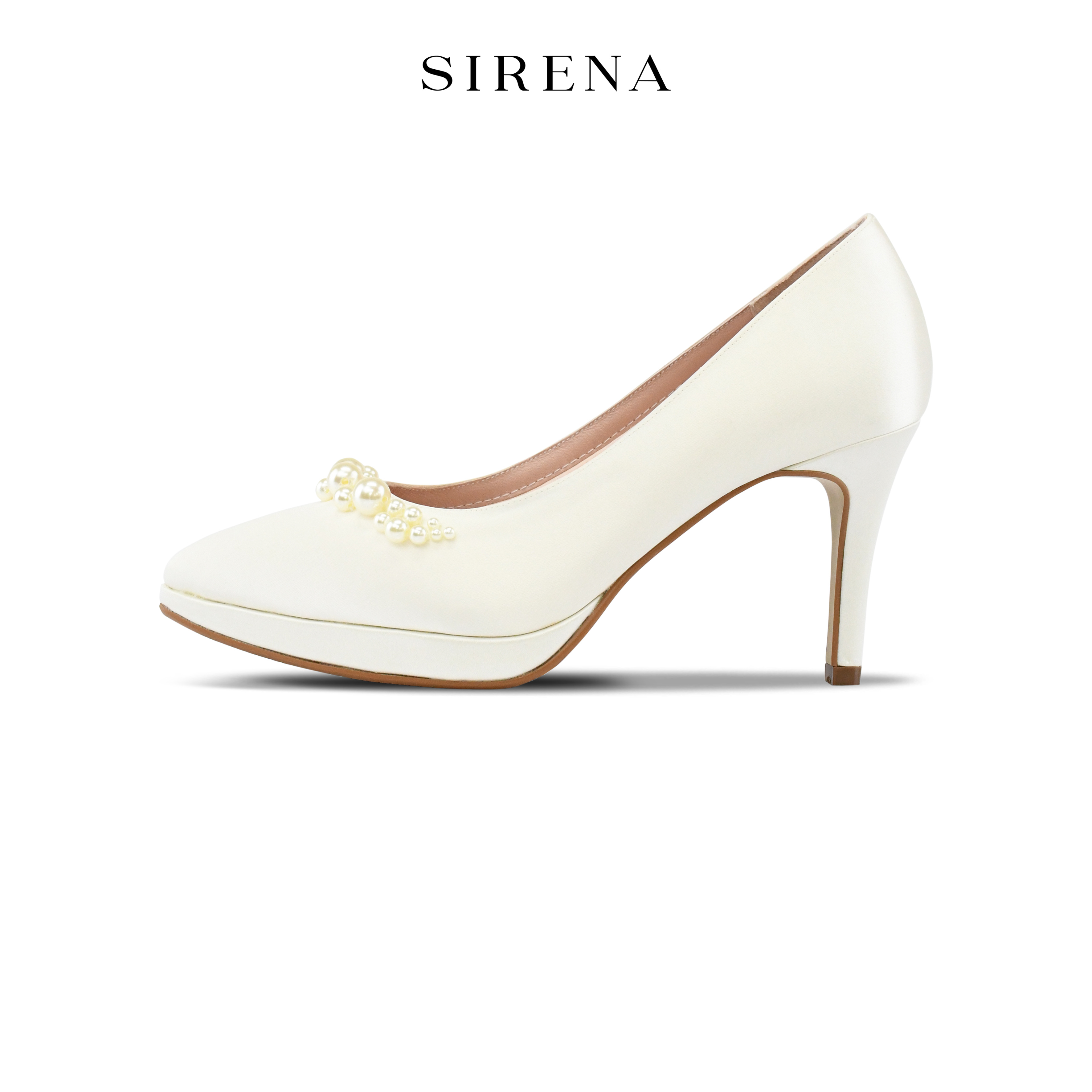 Sirena Bridal Shoes, Pointed Toe, 3.4 Inch Heel, Maisie Model, Ivory Color. ราคา 4,500 บาท*ส่งฟรี