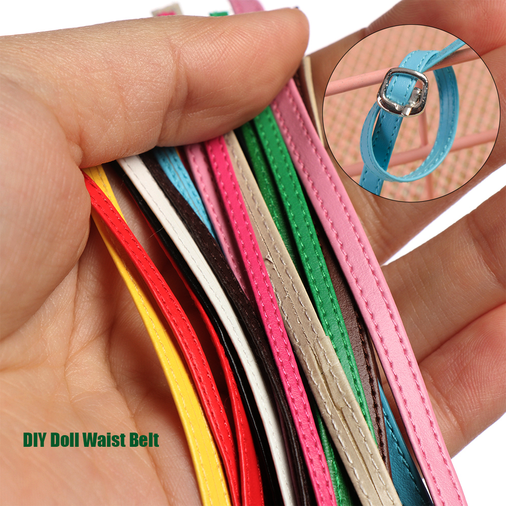 ZHONGCUI 11 colors Length 50cm DIY Super Mini Doll Waist Belts Handmade Belt Material Kids Educational Toys Clothes Accessories
