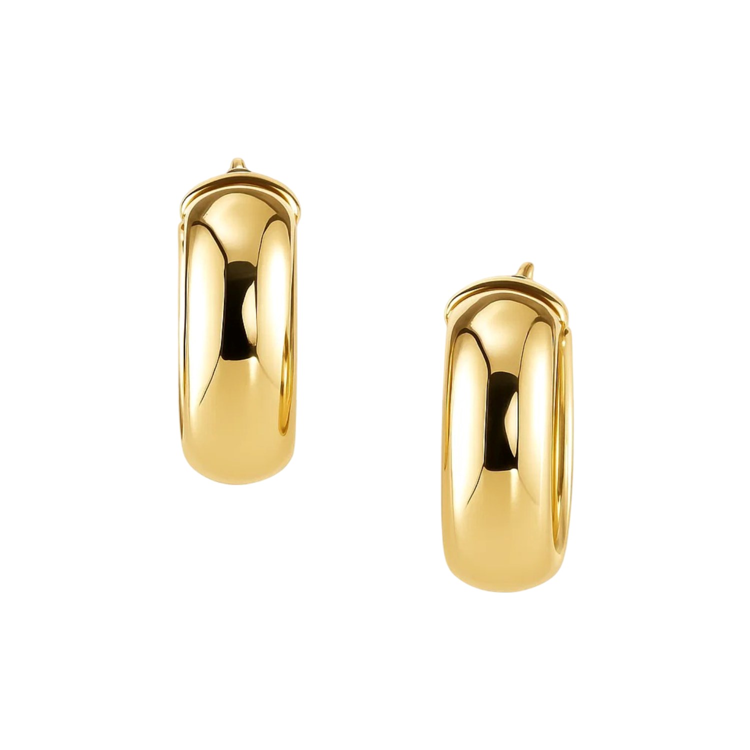 Nathalias Ny 14K Genuine Gold Hoop Earrings, Medium Size, Wide Width. Smooth Surface, Reflective Shine. ราคา 21,092 บาท*ส่งฟรี