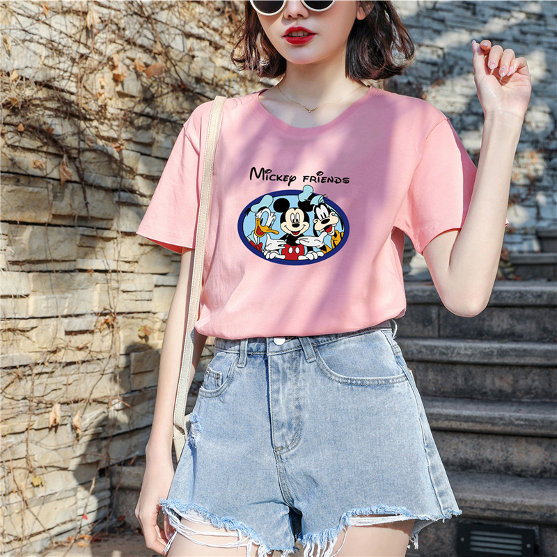 midsummer New!! เสื้อยืดแฟชั่นผู้หญิงเกาหลี มีหลายลายให้เลือก MICKEY พิมพ์ลายน่ารัก แนวหวานสดวัยรุ่นใส่น่ารักมาก คอกลมแขนสั้น เนื้อผ้าดีใส่สบาย New Fashion women