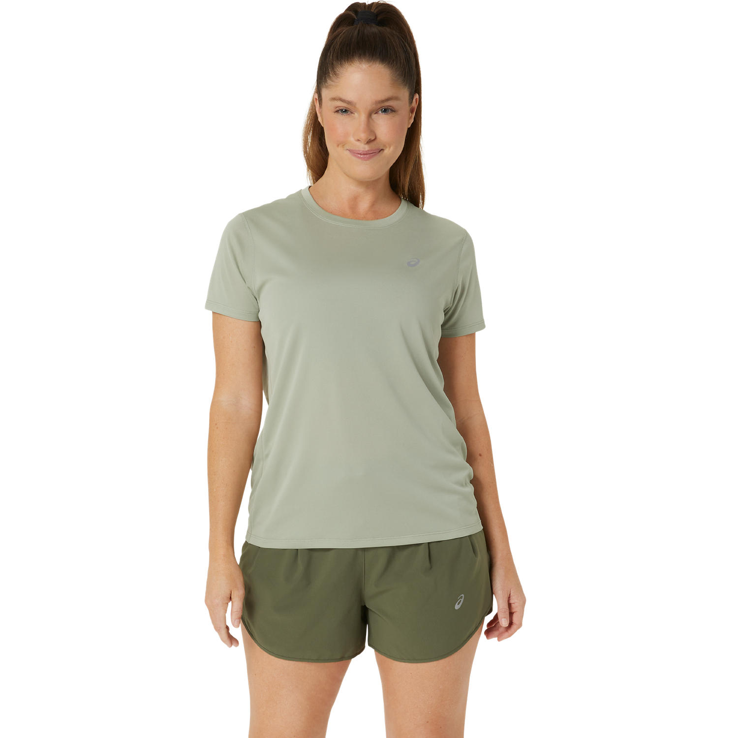 ASICS : SILVER SS TOP WOMEN RUNNING ผู้หญิง เสื้อคอกลม ของแท้ OLIVE GREY ราคา 630 บาท*ส่งฟรี