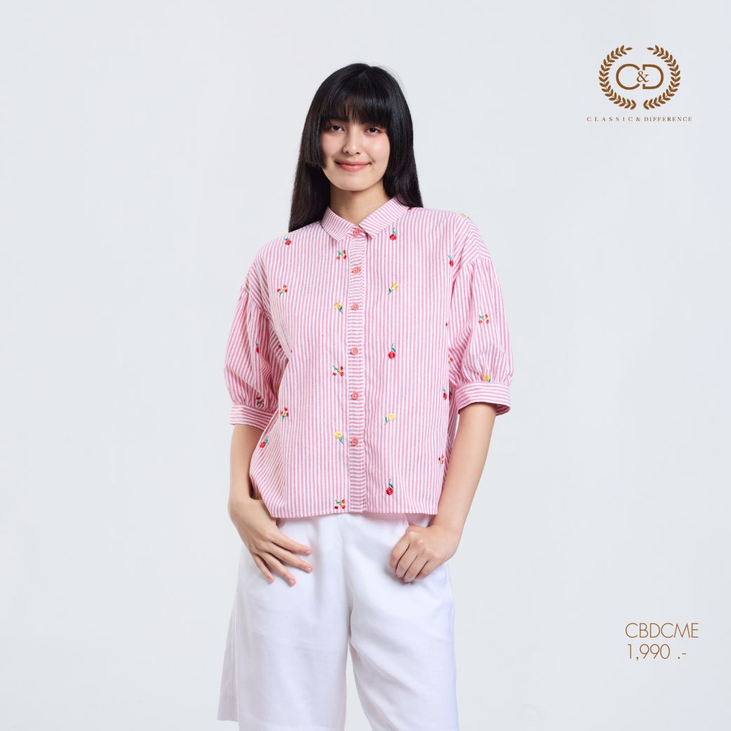 C&D Woman's Blouse Komohana Stripe, Short Sleeve, Red, Cbdcme ราคา 1,990 บาท*ส่งฟรี