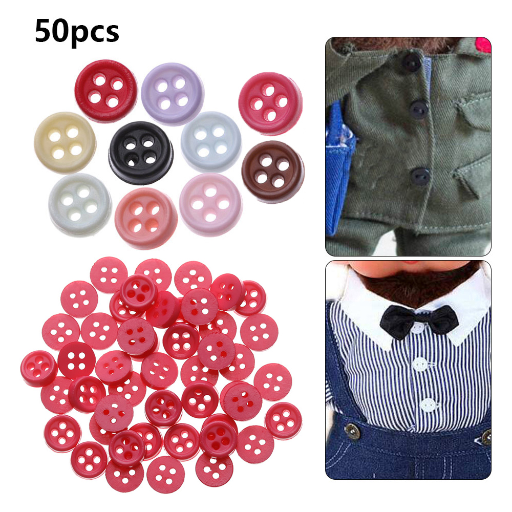 ZHANXENG498 50pcs Cute Girl Gift Craft Dollhoues Miniature Accessories DIY Doll Clothes Mini Buttons Plastic Buckles Clothing Sewing Buckle