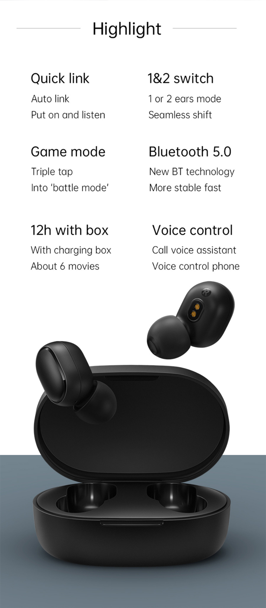 ข้อมูลเพิ่มเติมของ ECCO Star Xiaomi Redmi Airdots ใหม่ล่าสุด หูฟังไร้สาย True Wireless หูฟัง Blth 5.0 หูฟังไร้สาย หูฟังบลูทูธ Blth Earphone