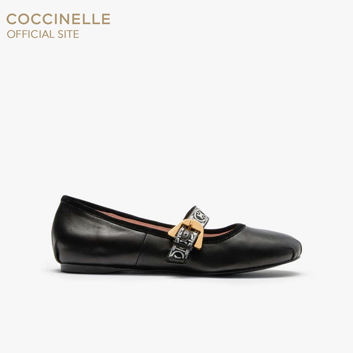 Coccinelle Women's Ballerina Shoes, Model Beatriz Ballerina 190101, Color Noir/Noir-Ecru ราคา 7,120 บาท*ส่งฟรี