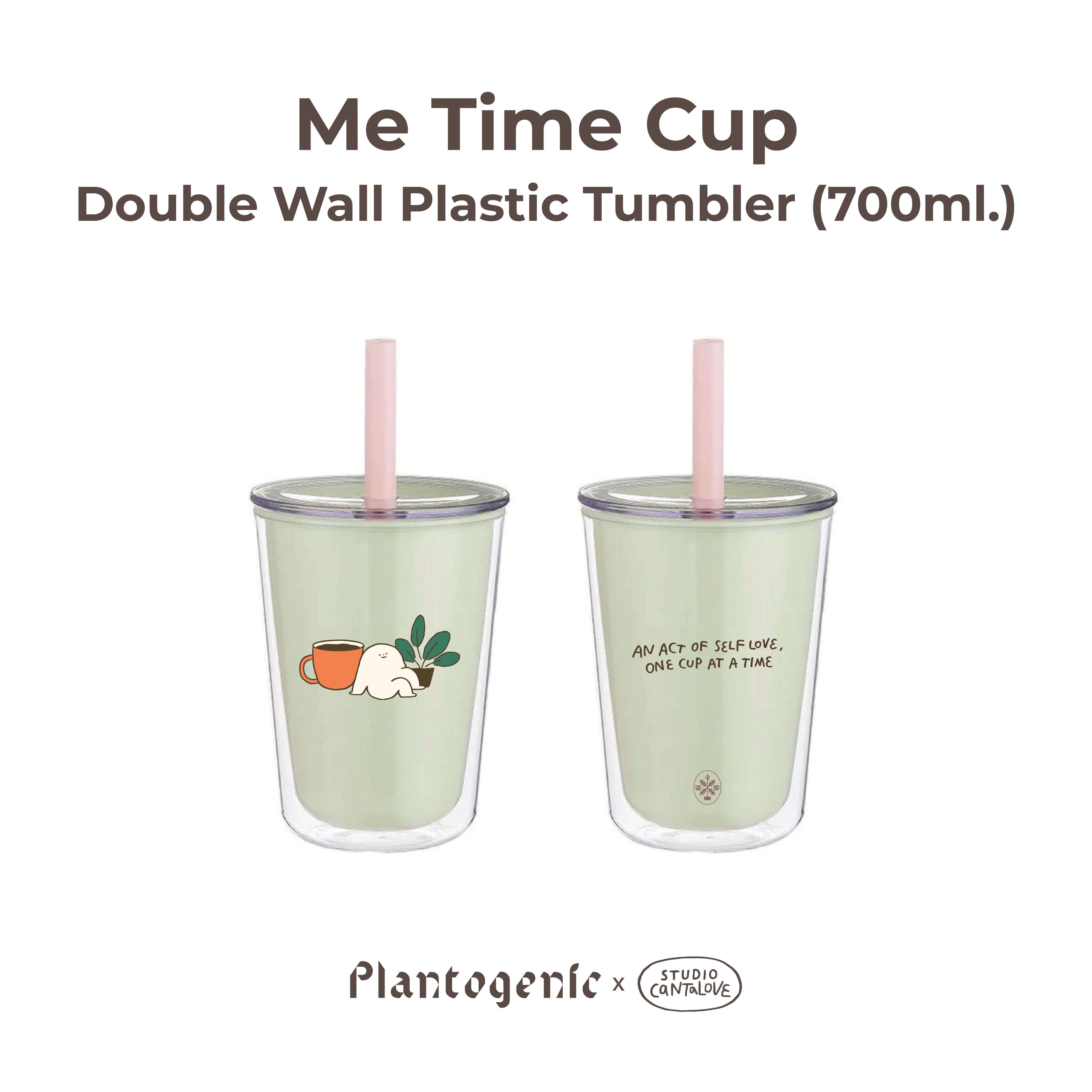 Plantogenic x Cantalove - Me Time Cup ถ้วย Double wall พร้อมหลอด โดย Studio Cantalove (700 ml.) ราคา 780 บาท*ส่งฟรี