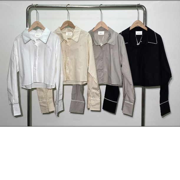 with.ti.store- TPW07396 Withit plain crop shirt hem detail ราคา 445 บาท*ส่งฟรี