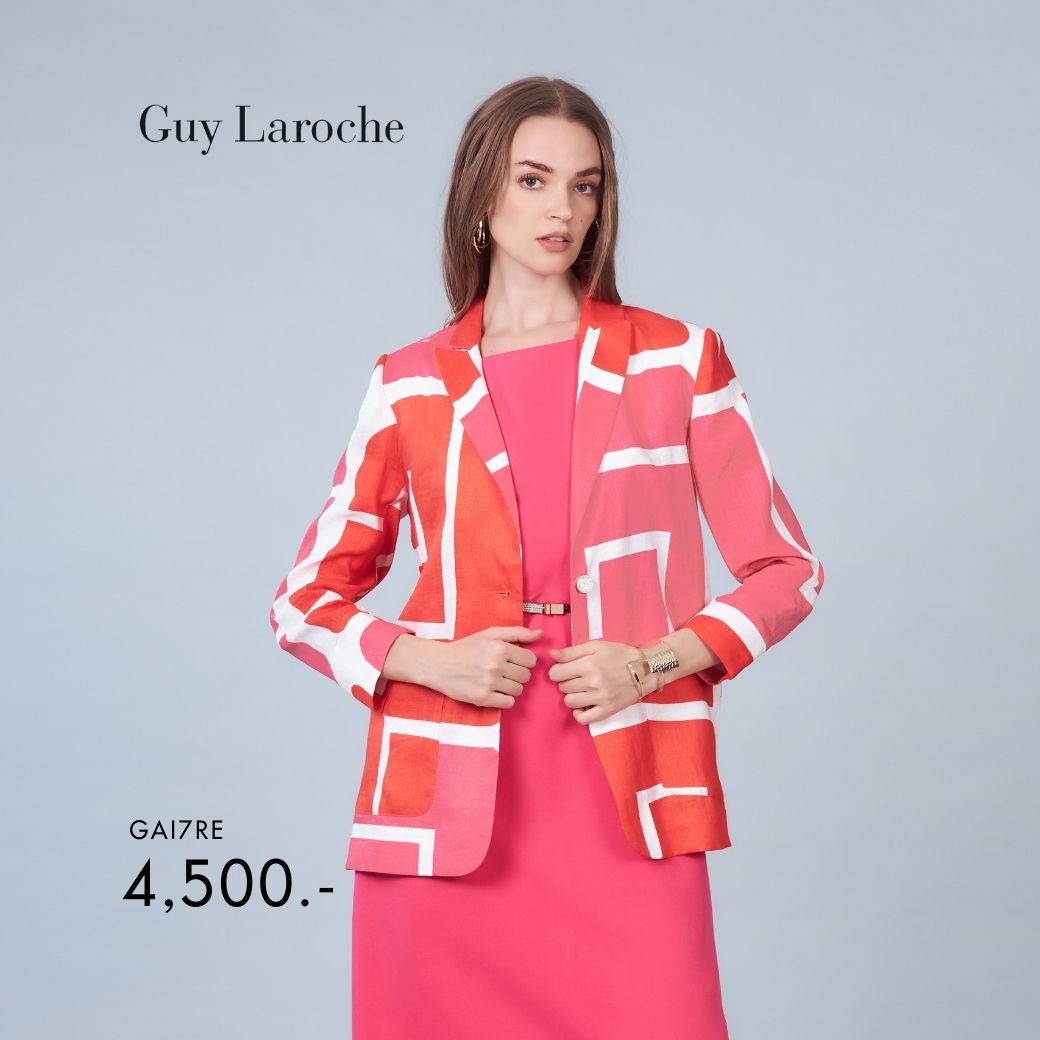 Guy Laroche Jacket Light Linen Red Logo แจ็คเก็ต โอเวอร์ไซส์ ทรงหลวม แดง GAI7RE ราคา 4,455 บาท*ส่งฟรี