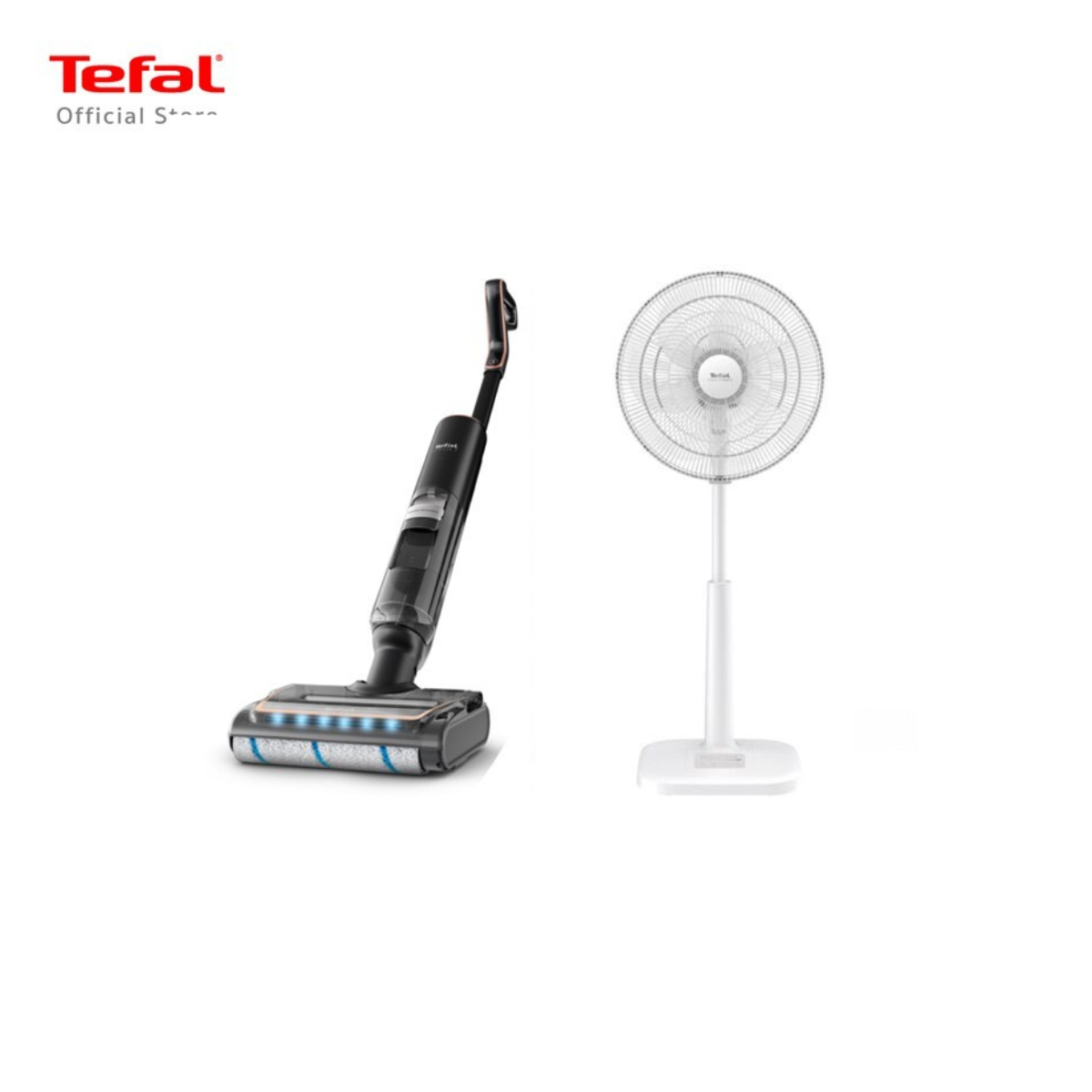พัดลมไฟฟ้า Tefal เครื่องดูดฝุ่นตั้งพื้นไร้สายดูดน้ำได้, X-Clean 4 รุ่น Gf5035F0 และตั้งพื้นรุ่น Turbo Extreme Plus 16" สีขาว ราคา 14,100 บาท*ส่งฟรี
