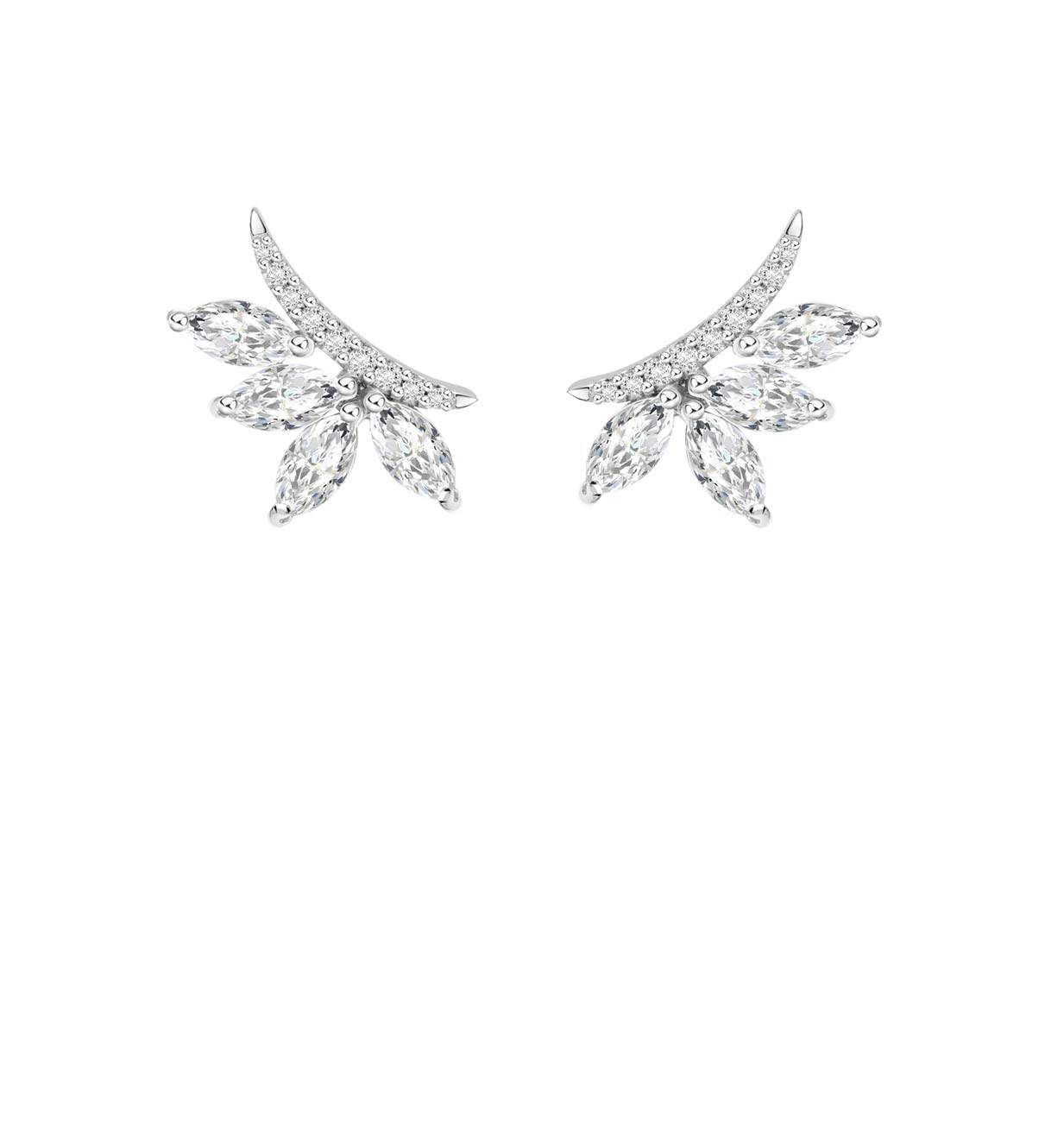 Merii ต่างหูเงินแท้ 925 ชุบโรเดียม ประดับเพชร CZ ดีไซน์ใบมะกอก : ต่างหูเพชรCZ Laureate 221E0369-01 ราคา 2,720 บาท*ส่งฟรี