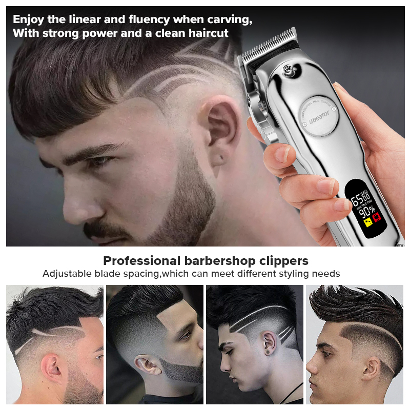 LCD Screen Hair clipper trimmer 100-240V cut electric rechargeable professional powerful cutter hair cutting hine_voghion.com