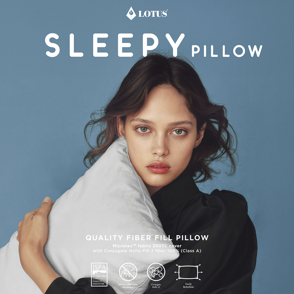[แพ็คคู่] LOTUS หมอนหนุน เพื่อสุขภาพ รุ่น Sleepy ป้องกันไรฝุ่น ใยสังเคราะห์ ราคา 385 บาท*ส่งฟรี