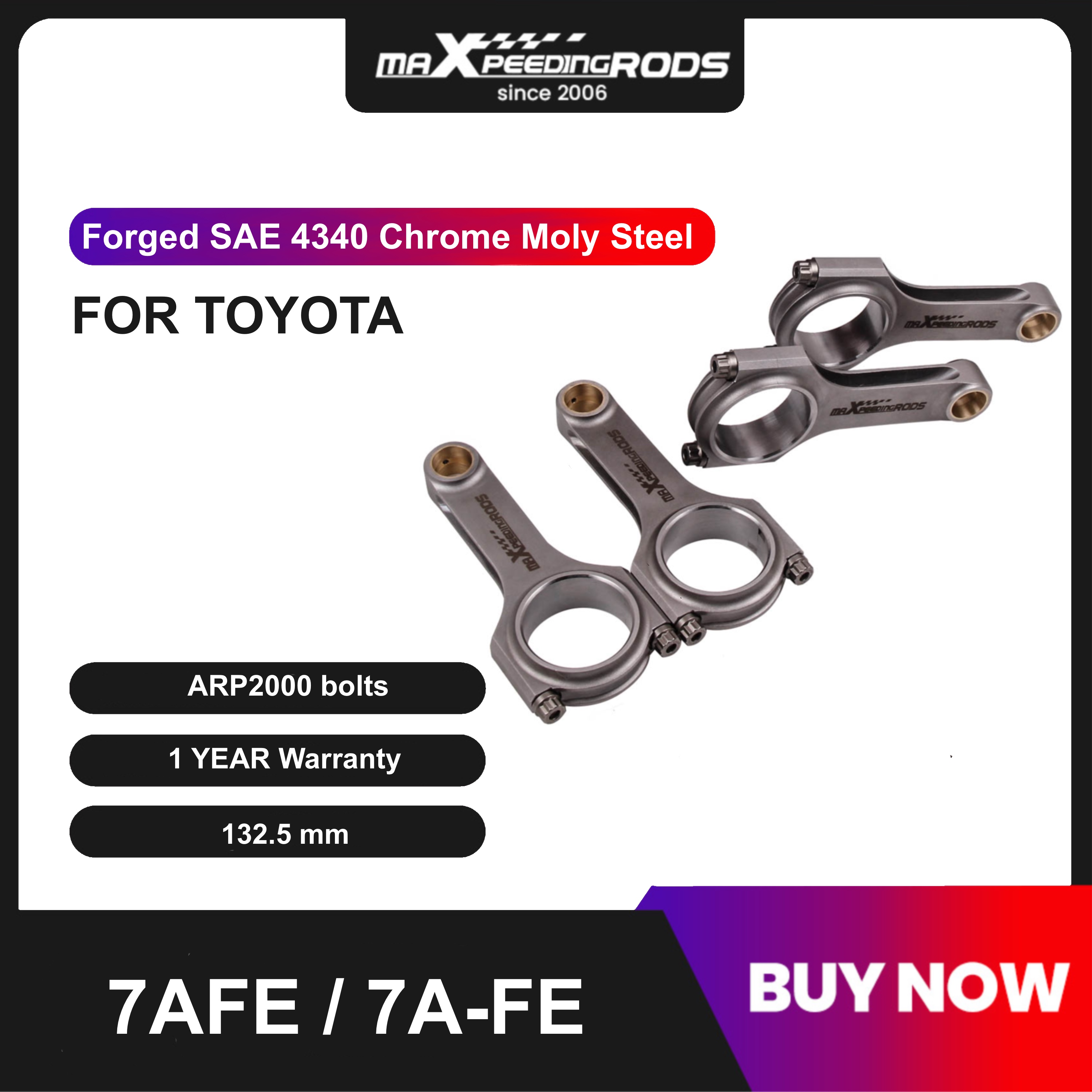 อุปกรณ์และชิ้นส่วนยานยนต์ maXpeedingrods Toyota 7Afe Celica Corolla 1.8 H-Beam 4340 ก้านสูบฟอร์จพร้อม Arp2000 เพื่อการปรับแต่งประสิทธิภาพสูง ราคา 16,500 บาท*ส่งฟรี