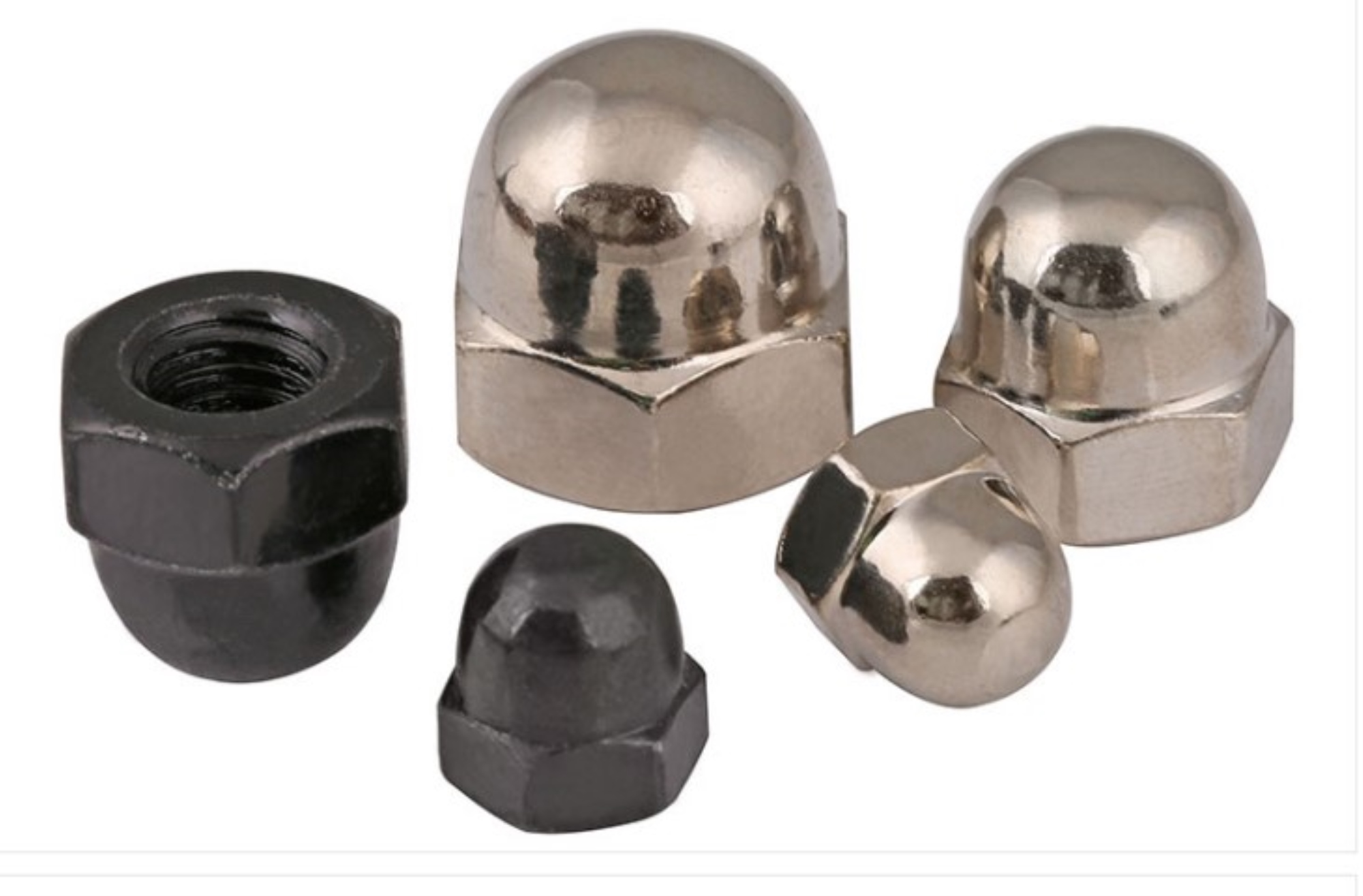 20Pcs M6-1.0 Black Acorn Cap Nuts - 304 Stainless Steel, Electroplated Black Finish