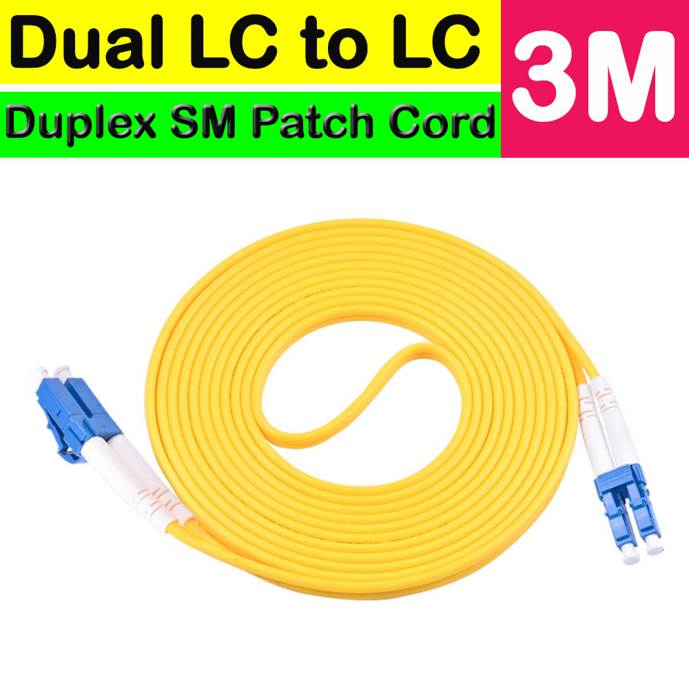 สายแพทคอร์ดไฟเบอร์ออฟติก Dual LC to LC Fiber Patch Cord Jumper Cable SM Duplex Single Mode Optic for Network ( 3m , 5m )