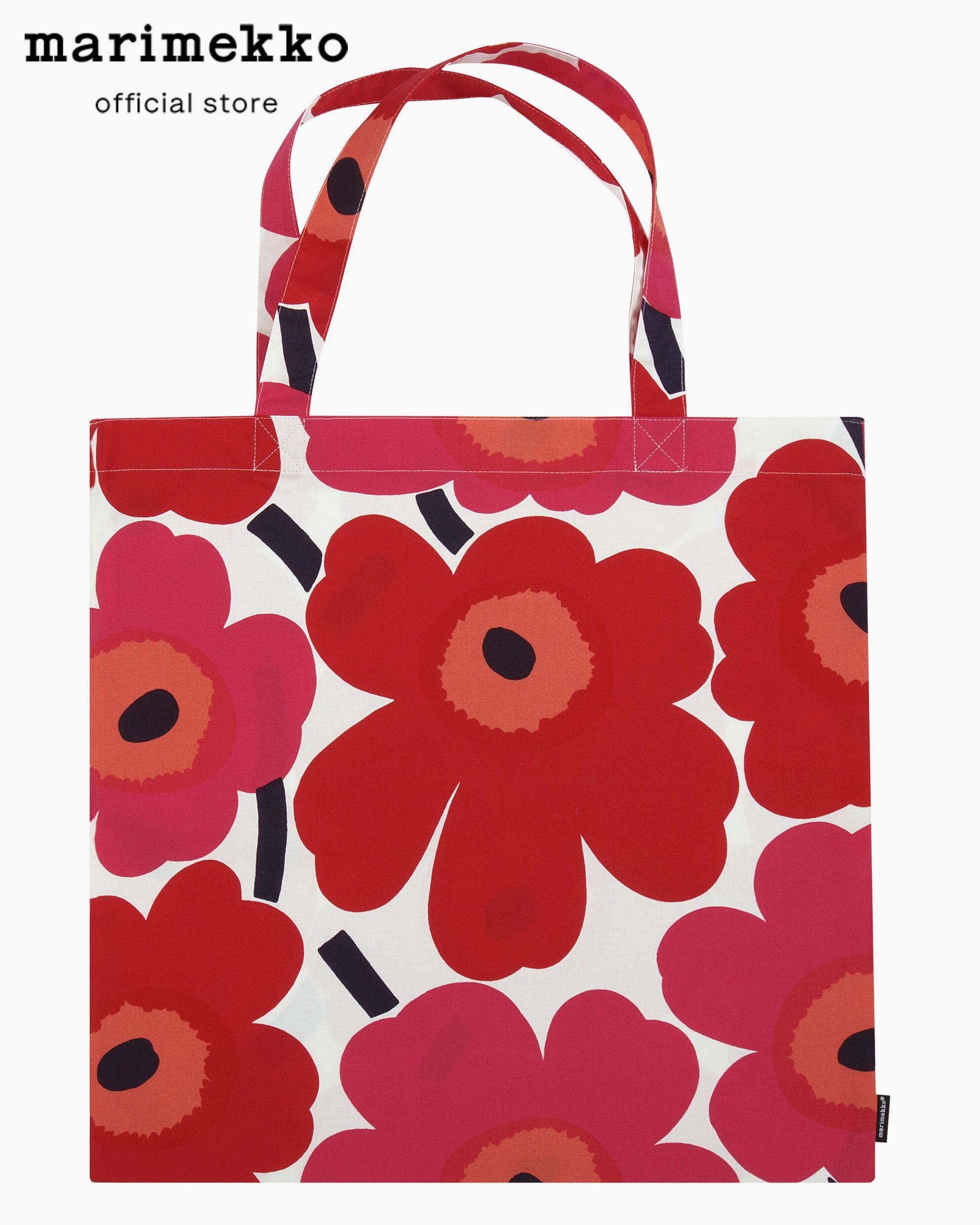 MARIMEKKO PIENI UNIKKO BAG 44X43CM Totebag กระเป๋าผ้า กระเป๋าผ้าลายดอกไม้ กระเป๋าผ้าลายดอกไม้สีแดง กระเป๋าUnikko กระเป๋าสีแดง กระเป๋าสะพายผู้ญ