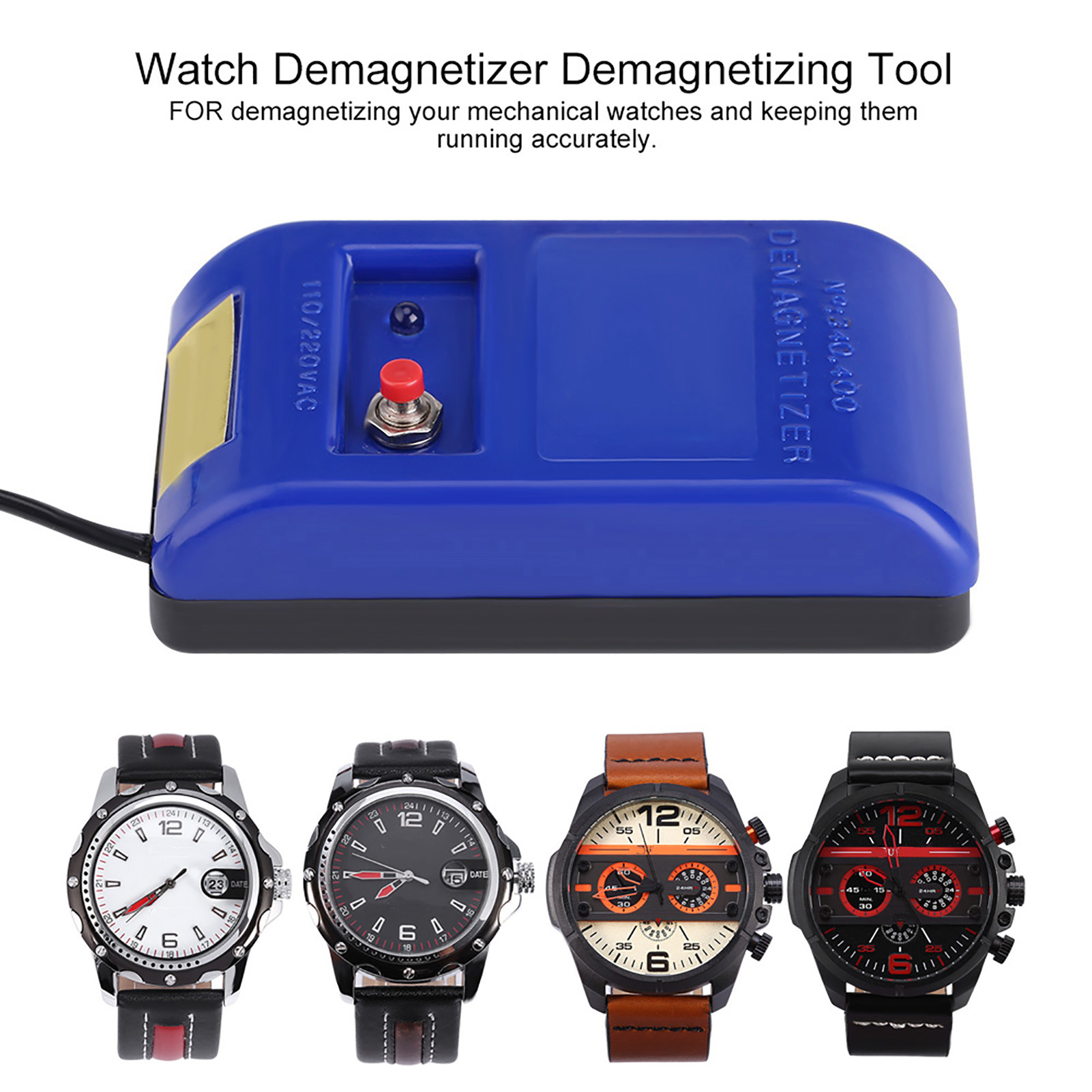 รายละเอียดเพิ่มเติมเกี่ยวกับ มืออาชีพเชิงกลนาฬิกาข้อมือ Demagnetizer นาฬิกาซ่อมแซม Demagnetizing Demagnetize Tool เครื่องมือ 110/220 โวลต์ - นานาชาติ