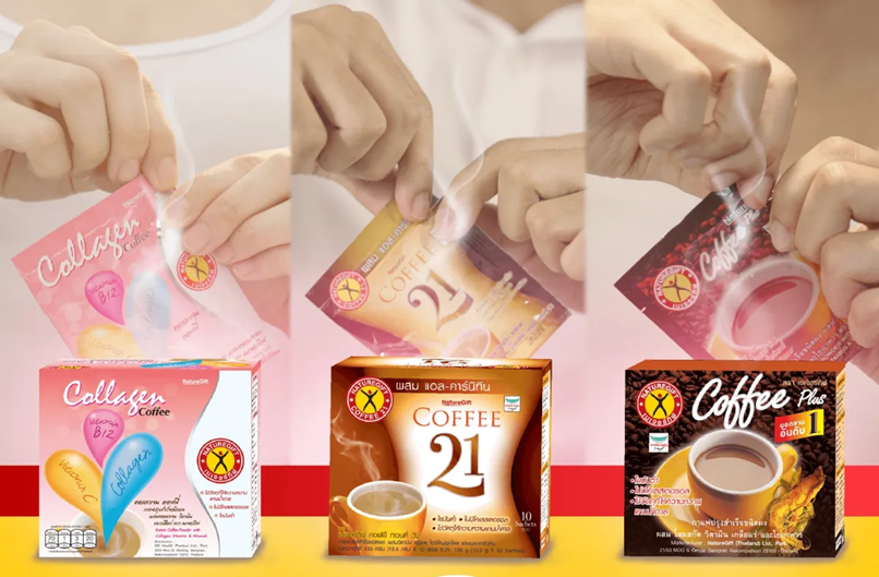 naturegift coffee 21 plus l carnitine NatureGift Coffee 21 Plus L-Carnitine เนเจอร์กิฟ คอฟฟี่ 21 พลัส  กาแฟปรุงสำเร็จชนิดผง ผสม แอล-คาร์นิทีน 13.5g x 10ซอง (6กล่อง)