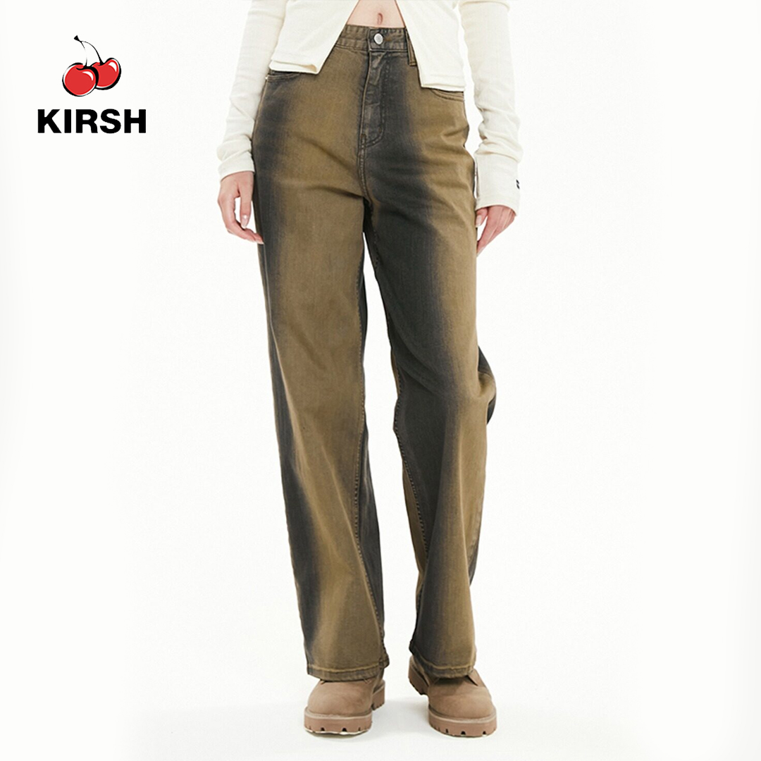 [KIRSH] COLOR SANDING WIDE DENIM JEANS |22AW | Women Pants | Denim Jeans | Jeans | Jeans Woman | Korean Brand | Korean Style | Korean fashion | denim pants | Korean pants | กางเกงยีนส์เอวสูง | กางเกงขาสั้น ผญ ราคา 2,226 บาท*ส่งฟรี