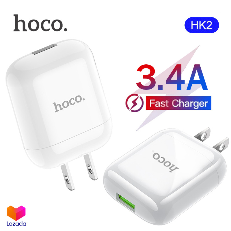 Hoco HK2 หัวชาร์จไฟบ้าน 1 USB ปลั๊กชาร์จทรงแอร์พอดส์ ชาร์จเร็ว 3.4A Original Series single port fast charger