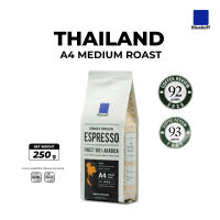 Bluekoff A4 ถุงสีขาว เมล็ดกาแฟไทย อราบิก้า 100% เกรด A Medium Roast (คั่วกลาง) ขนาด 250 กรัม