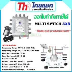 ภาพหน้าปกสินค้าMulti Switch Thaisat 3x8 มีไฟเลี้ยง ที่เกี่ยวข้อง