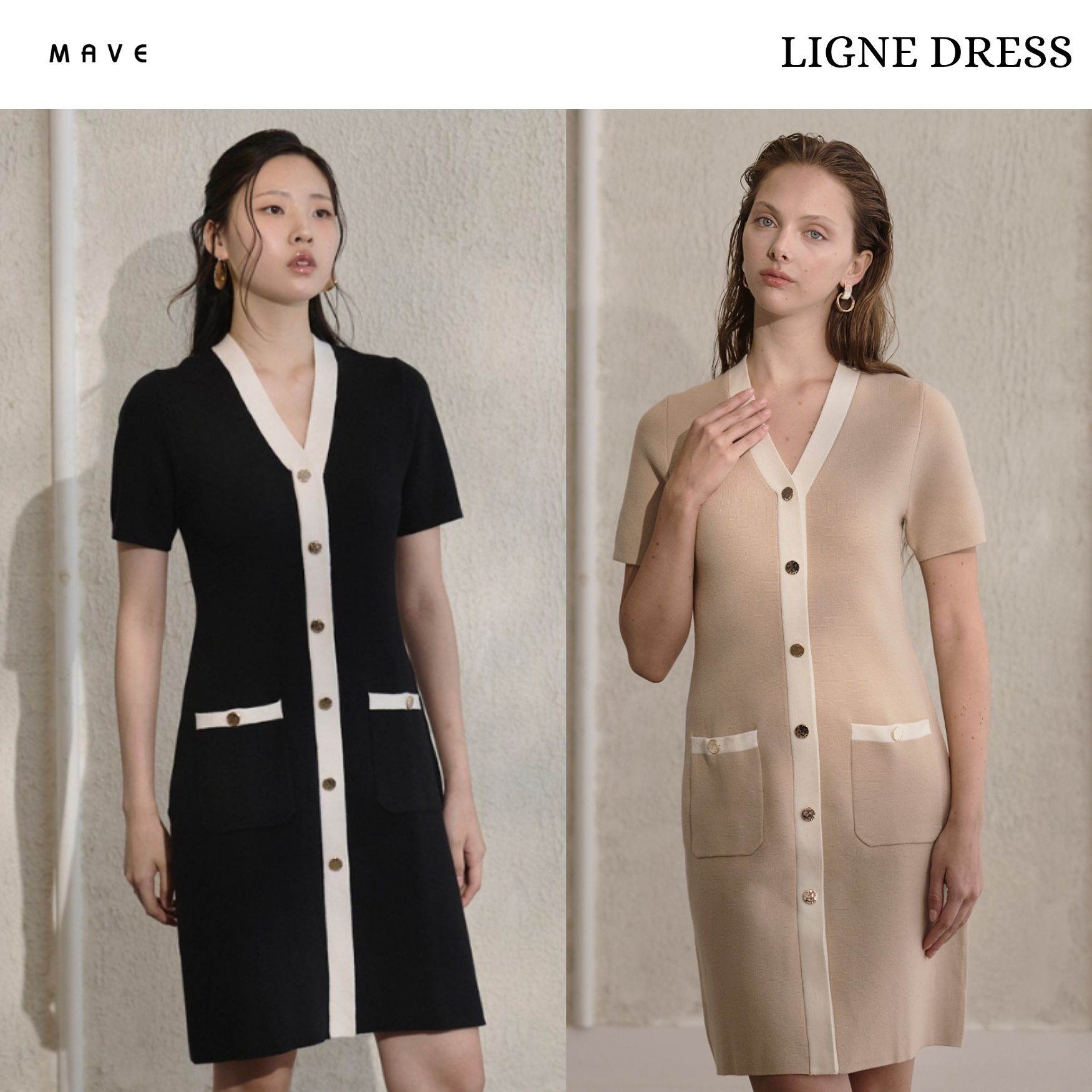 Mave Dress Model Ligne USED, Color Oat,Black ราคา 2,690 บาท*ส่งฟรี