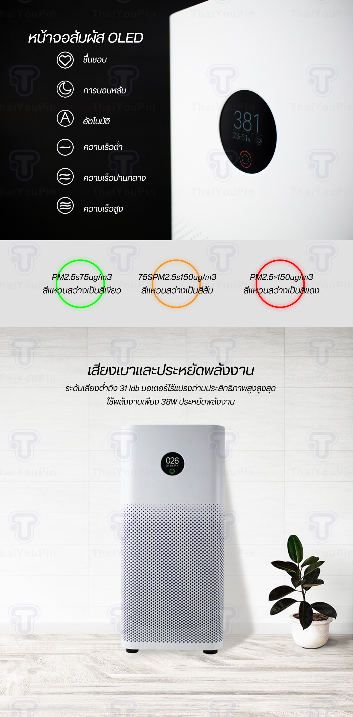 ข้อมูลเพิ่มเติมของ Xiaomi Mi Air Per 4 Lite เครื่องปรับอากาศ เครื่องฟอกอากาศ กรองฝุ่น PM 2.5