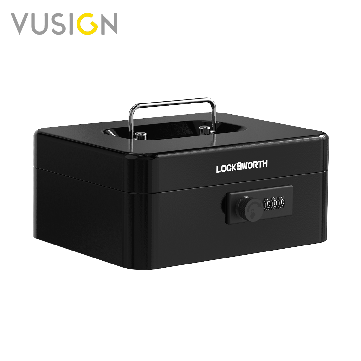 Vusign เซฟหิ้ว กล่องเหล็กเก็บเงิน กล่องเซฟ เซฟอเนกประสงค์ แบบใส่รหัส มีหูหิ้ว พร้อมกุญแจ Cash Box ราคา 359 บาท*ส่งฟรี