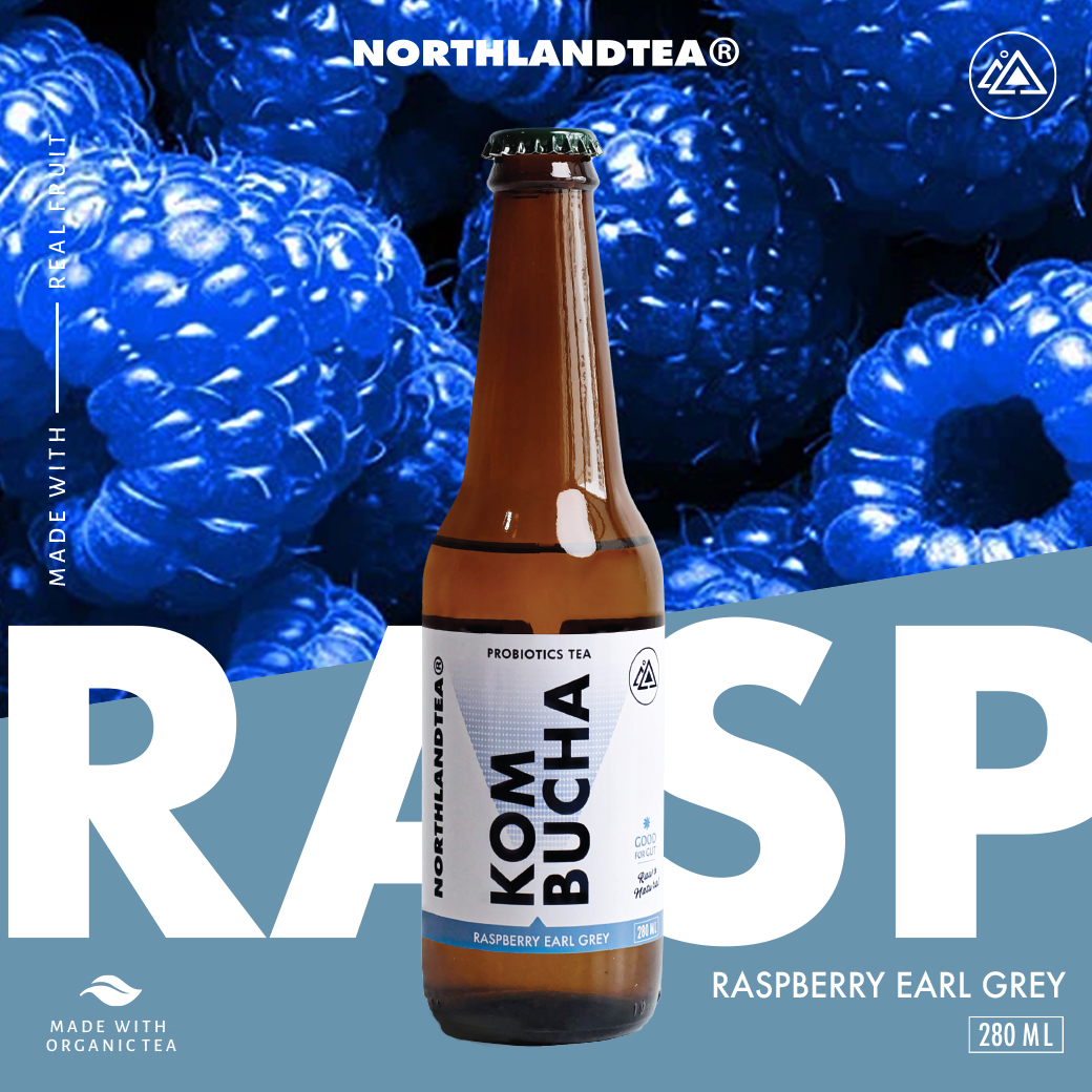Organic Kombucha Raspberry Earl Grey 280 ml. - Probiotic Good for Gut - Northlandtea ราคา 129 บาท*ส่งฟรี