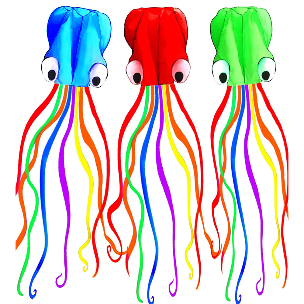 YONGYIX ผู้ใหญ่เด็กของเล่นว่าวบิน4M String ว่าวอ่อนขนาดใหญ่ Octopus ว่าวลอยได้สัตว์ Kite ว่าวปลาหมึก3D ว่าวปลาหมึก